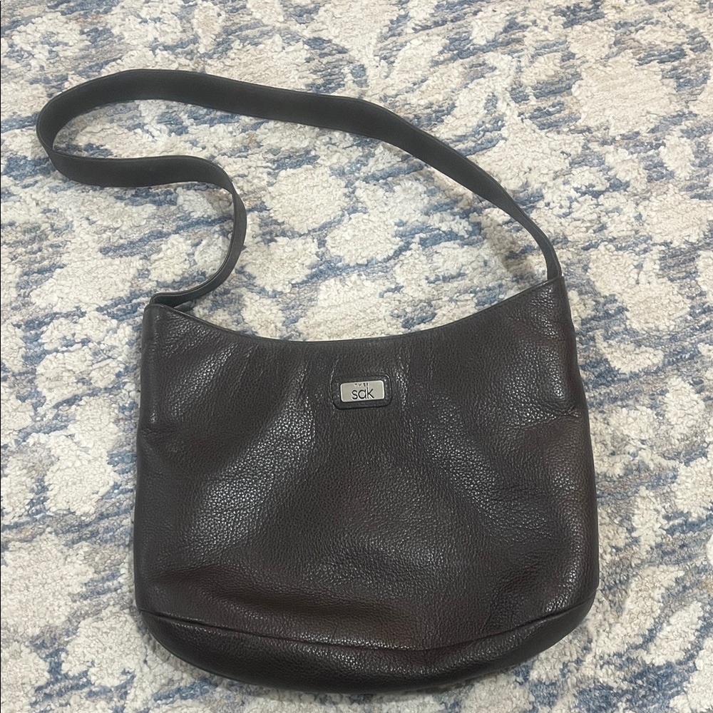 The Sak Dark Brown Pebbled  Leather Hobo Shoulder Bag